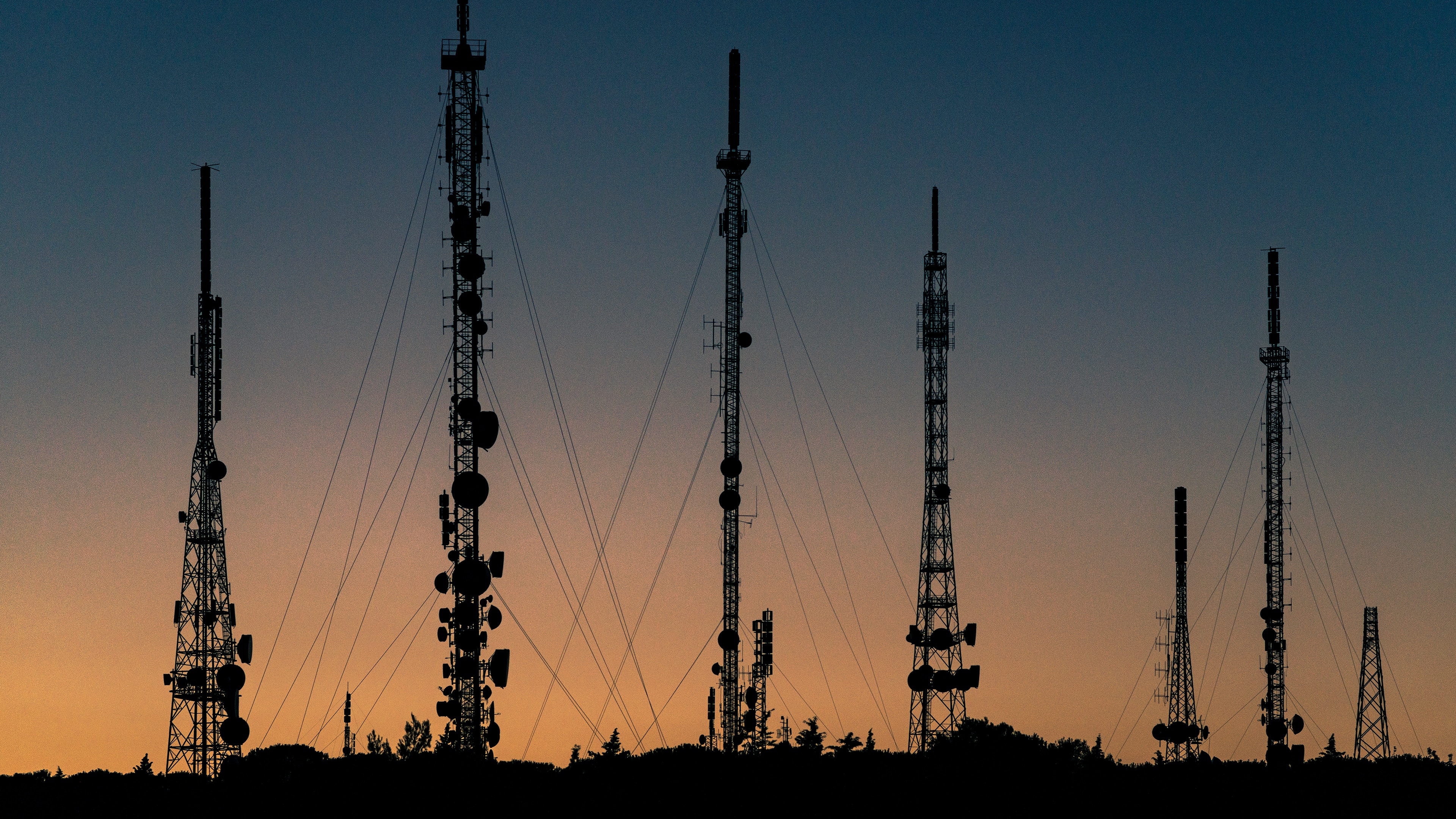 towers clustered together, in a nice sunset